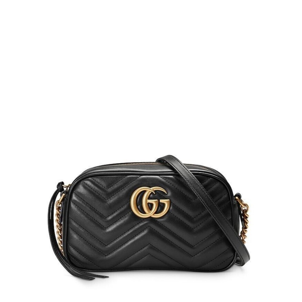 Gucci GG Marmont Matelasse Camera Bag Black Leather w Box, Bag + Papers